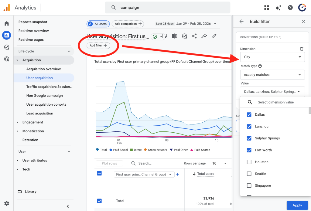 Geographic Filters in Acquisition