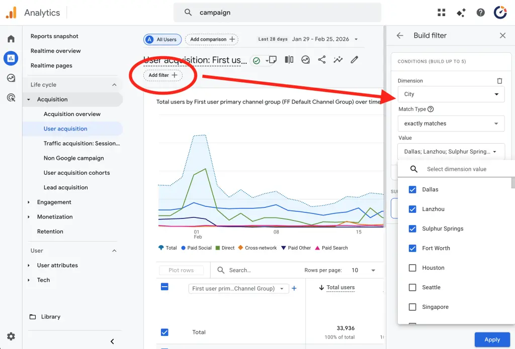 Geographic Filters in Acquisition