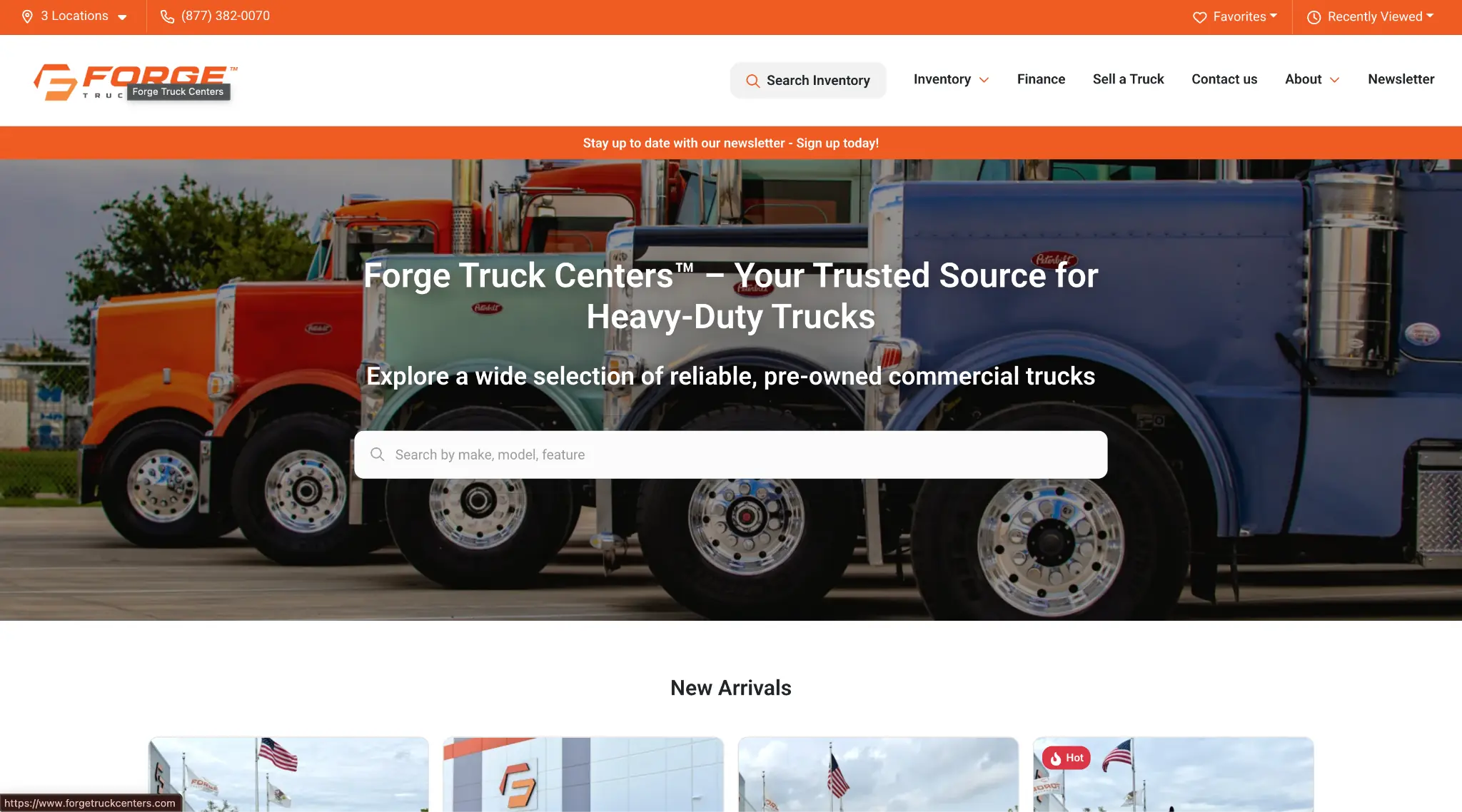 Forge Truck Centers homepage built on Overfuel